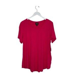 Jm Collection Women's Solid Pink Fireball Top Plus Size 0X NWT